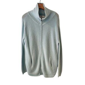 Vineyard Vines Full Zip Knit Sweater Merino Wool Light Blue Preppy Womens Large